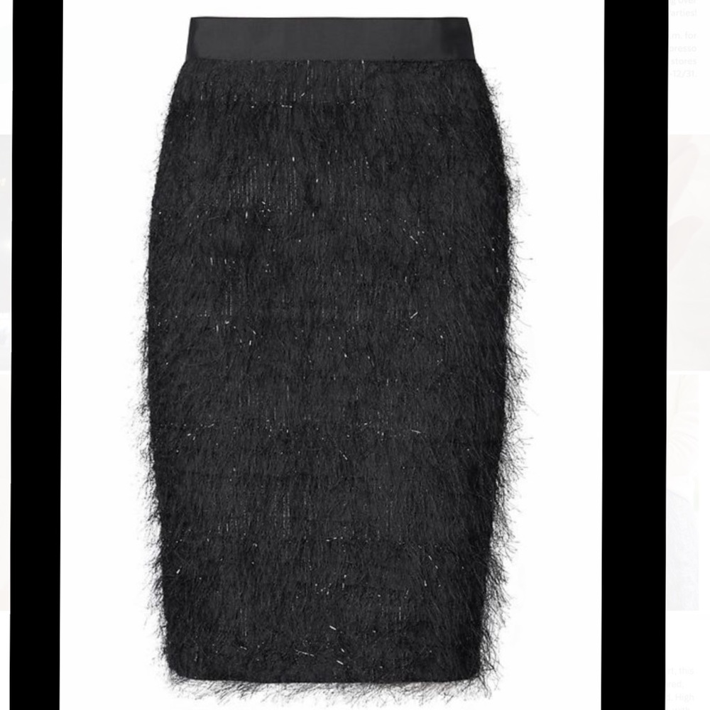 Banana Republic Eyelash Fringe Black Pencil Skirt